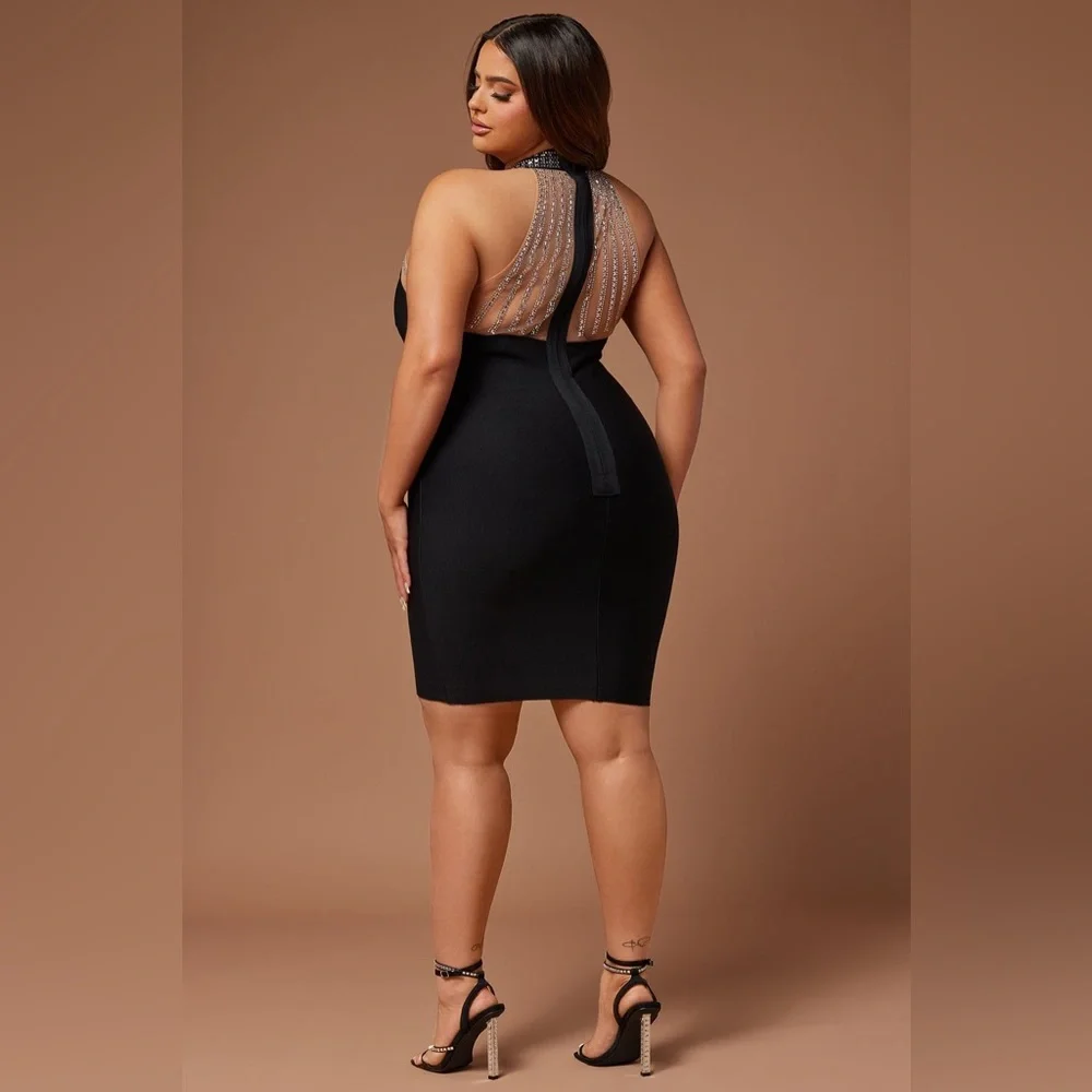 FASHION NOVA | Lina Embellished Bandage Mini Dress - Picture 2 of 15
